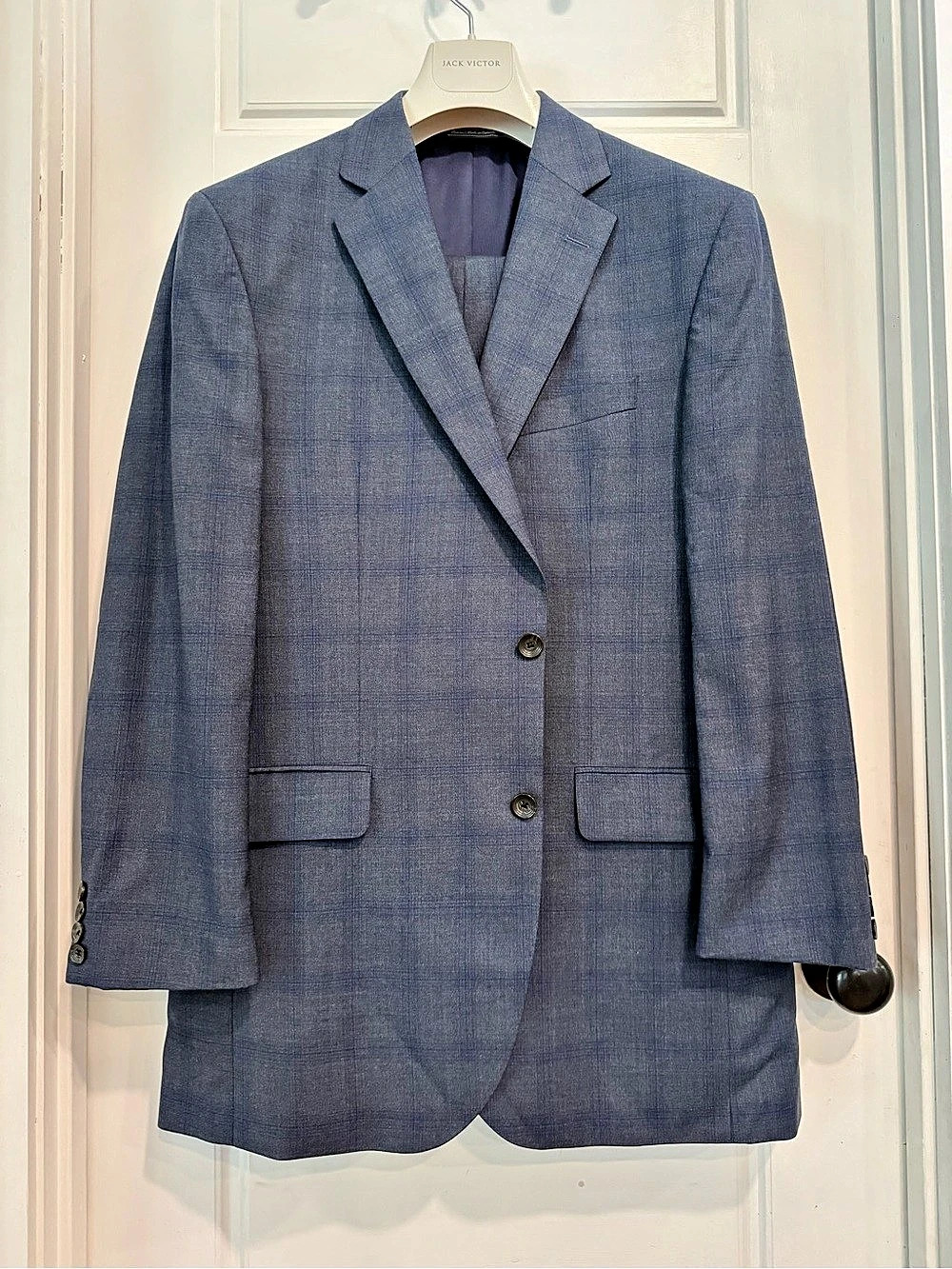 Jack Victor Gibson CT Men’s 36L Blue Plaid 100% Wool 2 Piece Suit Canada